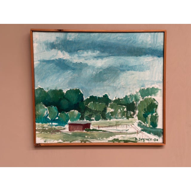 Björn Svensk, Milky Barn at Kaga, 1980, Oil Painting on Canvas, Framed For Sale - Image 9 of 15