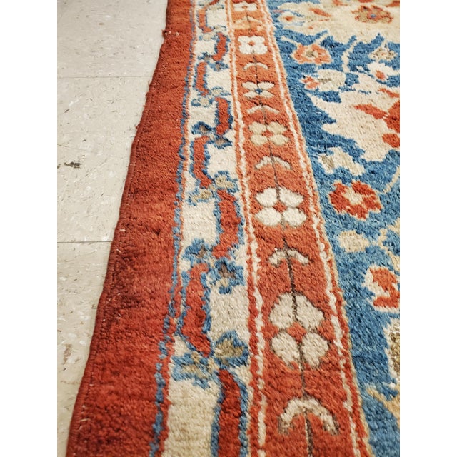 Antique Persian Sultanabad Carpet, Handmade Oriental Rug, Red, Light Blue & Gold For Sale - Image 10 of 18