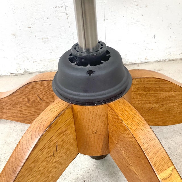 Wood Vintage Scandinavian Modern Teak Adjustable Swivel Desk Chair With Sculptural Spindle Back For Sale - Image 7 of 14