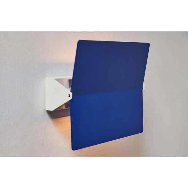 Large Charlotte Perriand 'Applique à Volet Pivotant Plié' Wall Light in Blue For Sale - Image 10 of 12