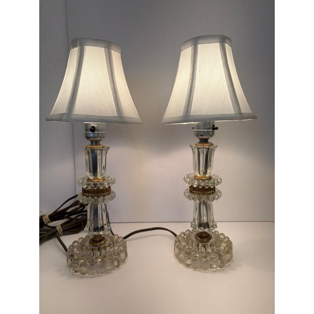 Vintage 1930's Crystal Round Boudoir Lamps - a Pair For Sale - Image 9 of 9