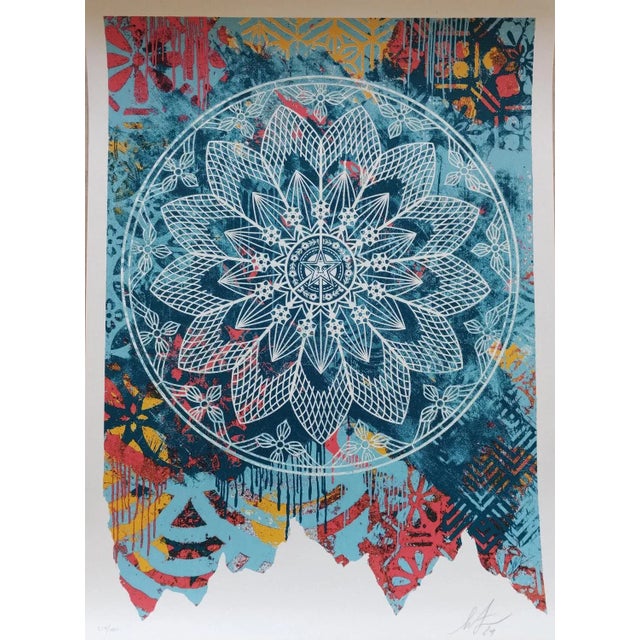 Shepard Fairey (Obey), Collage Peace Mandala (Blue), 2024, Screenprint For Sale - Image 7 of 7