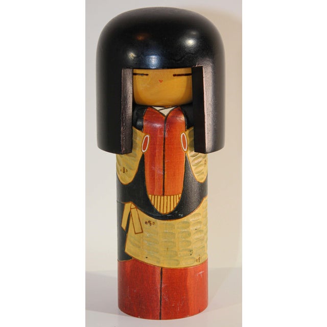Japonisme Vintage Kokeshi Doll, Handcrafted Wood, Japonisme Style, Japan 1987 For Sale - Image 3 of 11