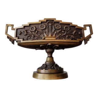 Art Deco Patinated Bronze Jardiniere Centerpiece Tazza For Sale