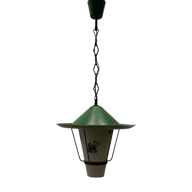 Vintage Opaline Glass Pendant Light, 1950s For Sale