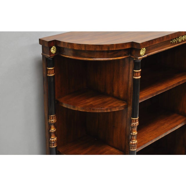 Wood Late 20th Century Maitland Smith French Empire Regency Style Mahogany Console Table Bookcase Curio For Sale - Image 7 of 14