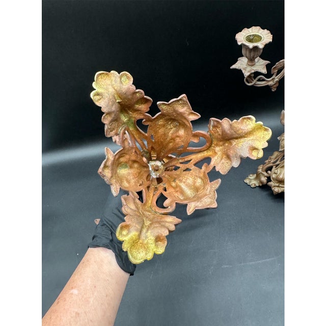 These rare antique French Art Noveau candelabras feature an intricate, highly sculptural design that perfectly captures...
