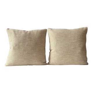 Calvin Fabrics Cane Texture” Daffodil Feather/Down Pillows - A Pair For Sale