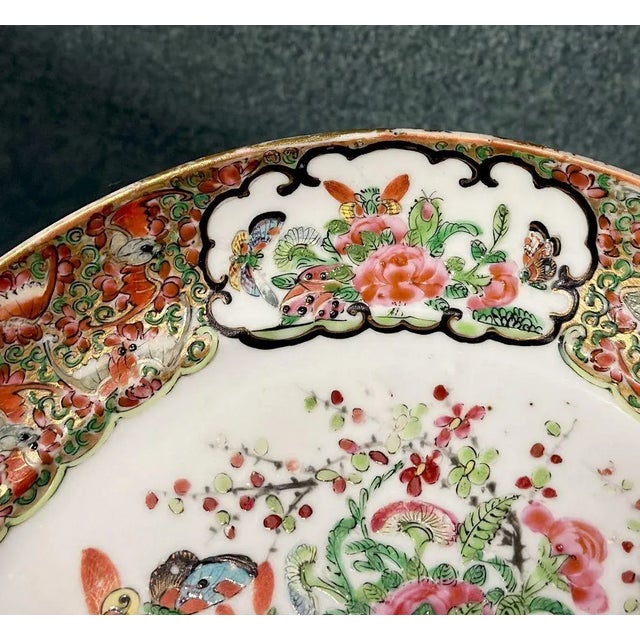 Traditional Early 19th Century Chinese Export Rose Canton Plates- Set of 8 For Sale - Image 3 of 11
