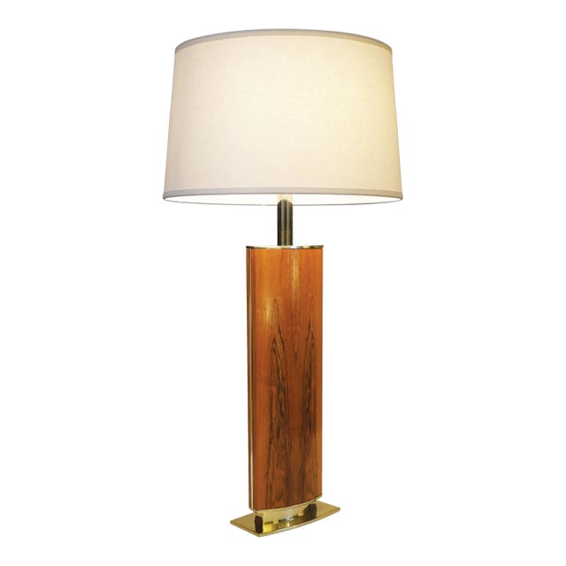 XL Laurel Brass Rosewood Modern Atomic Space Age Table Lamp, 1960s For Sale