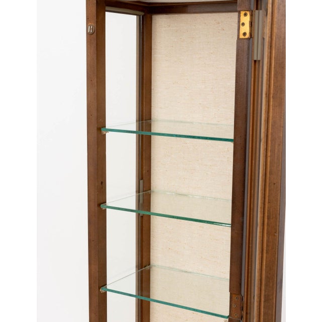 Late 20th Century Modern Illuminated Glass-Paneled Fruitwood Vitrine For Sale - Image 5 of 9