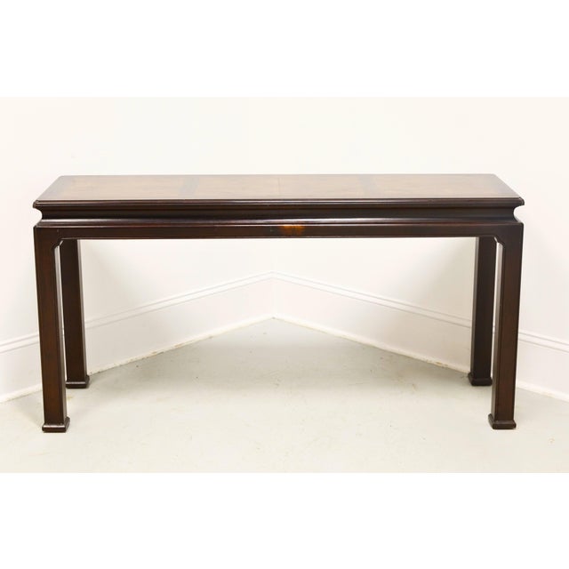 Henredon Henredon Burl Walnut Asian Chinoiserie Console Sofa Table For Sale - Image 4 of 9