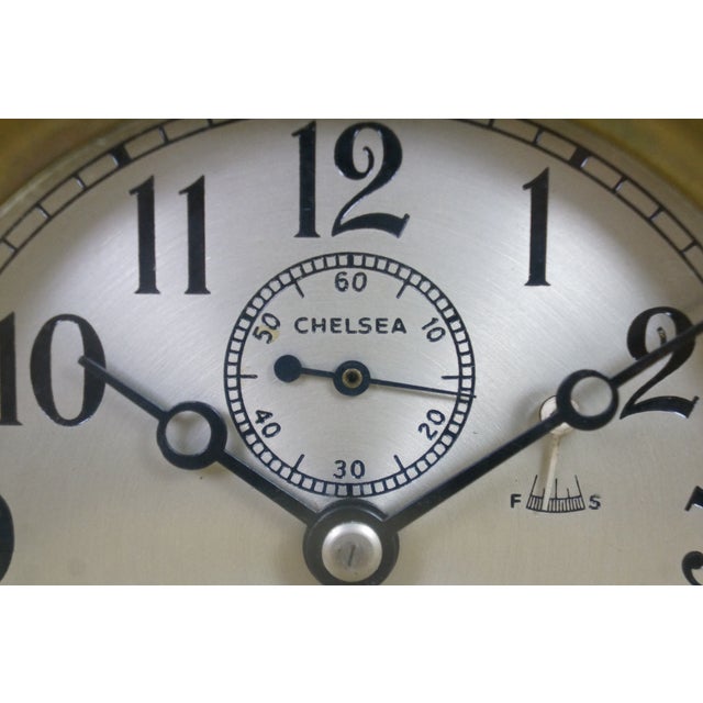 Brown Mid 20th Century Rare Chelsea Carved Dolphin Nautical Maritime Ship Mantel Clock & Barometer 25" For Sale - Image 8 of 16
