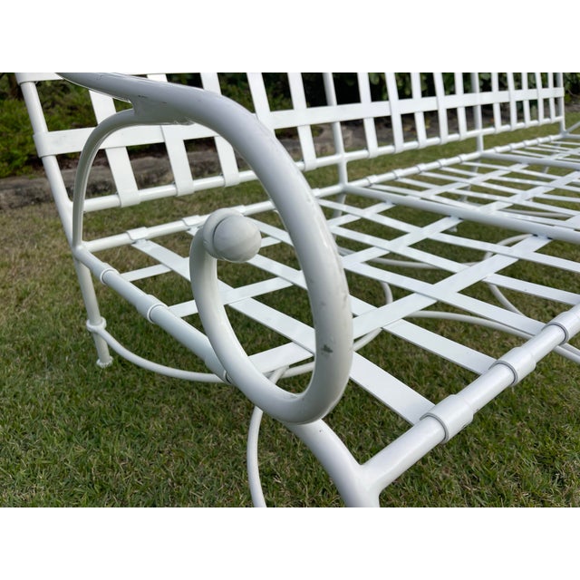 Late 20th Century Brown Jordan Florentine Aluminum Outdoor Patio Sofa, White For Sale - Image 5 of 12