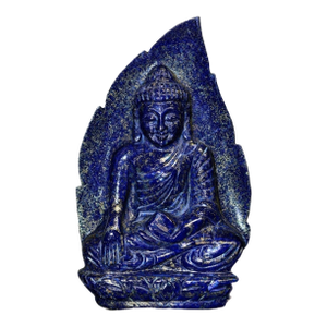 Lapis Lazuli Buddha Bodhi Leaf Indian Finely Carved Blue Natural Gemstone
