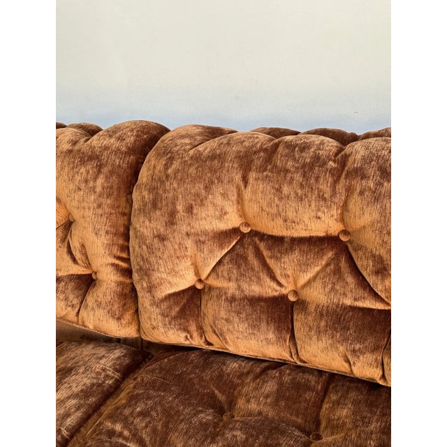 1970s Tufted Sectional in High Pile Chenille For Sale - Image 11 of 17