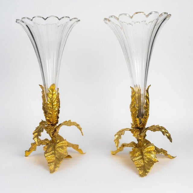 Napoleon III Crystal and Gilded Bronze Vases from Baccarat, 19th Century, Set of 2 For Sale - Image 3 of 6
