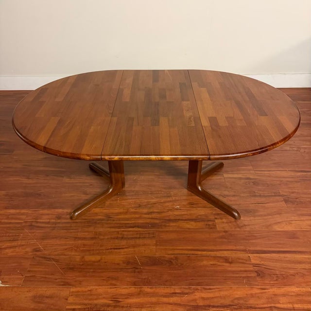 Mid-Century Modern Danish Modern Solid Teak Dining Table With Leaf For Sale - Image 3 of 9