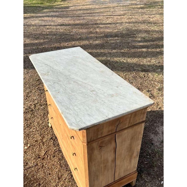 19th Century French Burl Walnut Bleached Marble Top Chest of Drawer / Commodes For Sale - Image 6 of 12