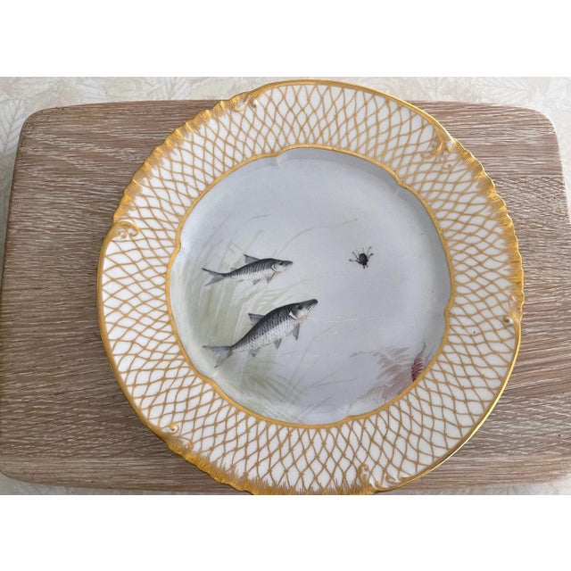 White Antique French Limoges Fish Plates- A Set of 2 For Sale - Image 8 of 10