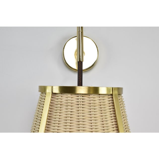 Caeli-W4 Brass and Rattan Sconce, Jas For Sale - Image 12 of 12