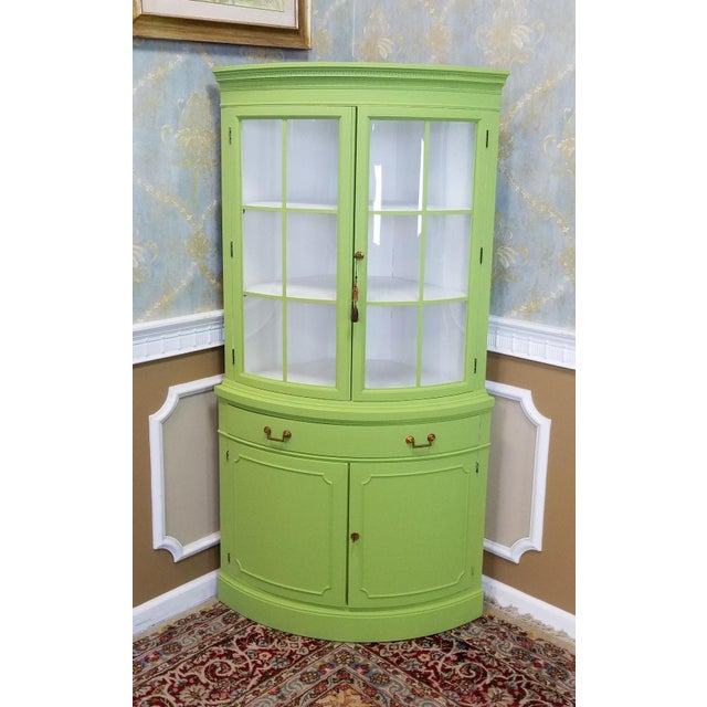 Lime Green White Drexel Curved Glass Corner Cabinet Chairish