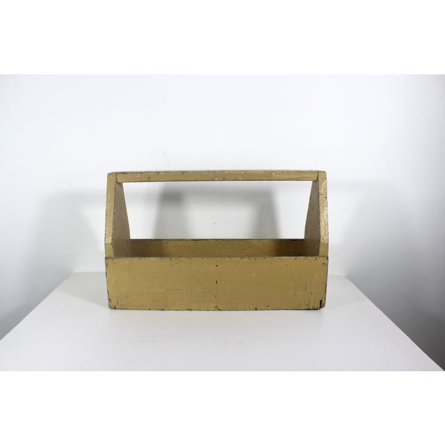 1950s Vintage Painted Wood Trug Tool Box For Sale - Image 5 of 12