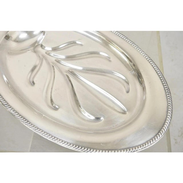 Silver Mid 20th Century Community Plate English Regency Silver Plated Oval Meat Cutlery Serving Platter For Sale - Image 8 of 11