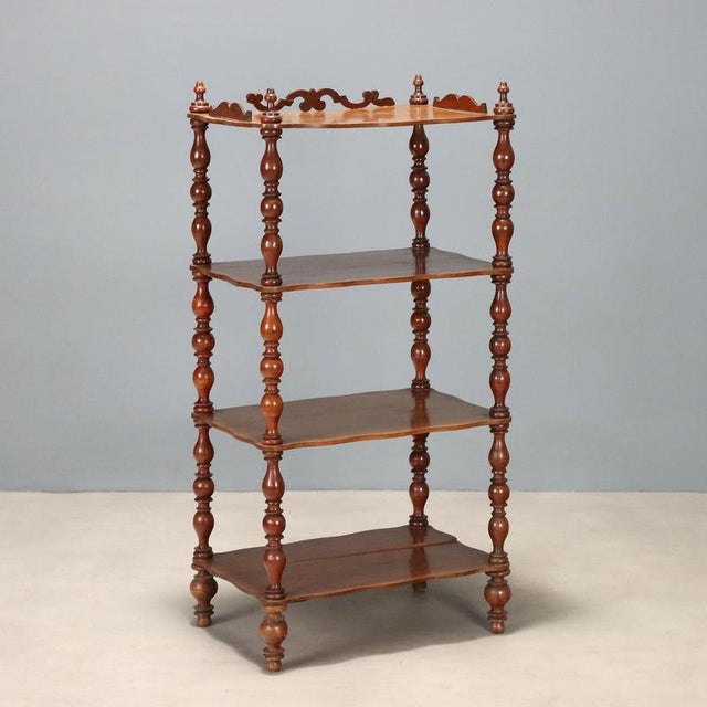 19th Century Walnut Etagere with Turned Columns, Italy For Sale - Image 10 of 10