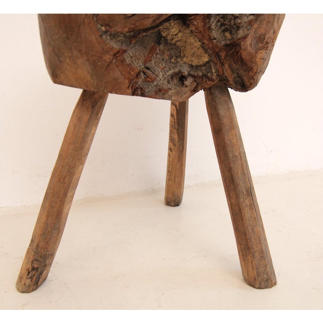 Primitive Wabi Sabi Wooden Chopping Block Side Table, Early 20th Century For Sale - Image 17 of 18