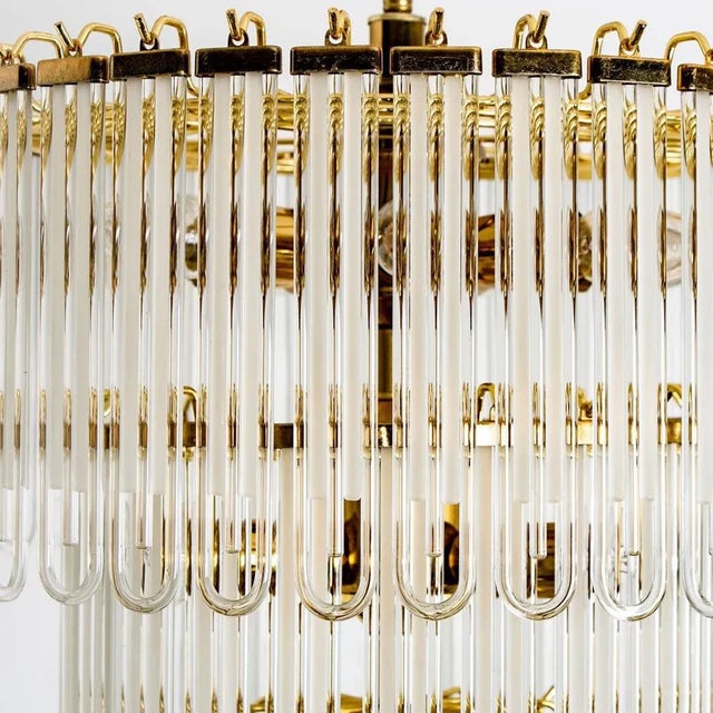 Metal Clear Gold Glass Rod Chandelier by Sciolari, 1970s For Sale - Image 7 of 13