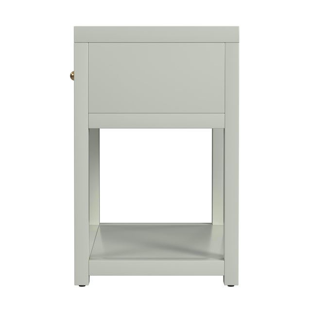 2020s Nora 21 in. W Rectangular Wood 1 Drawer Small Nightstand with Lower Open Shelf, Sage Green For Sale - Image 5 of 8