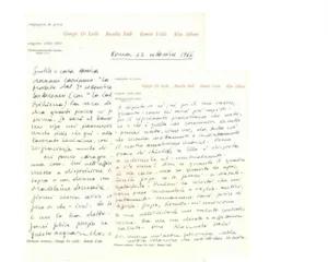 Romolo Valli, Letter by Romolo Valli To Countess Pecci Blunt, 1966