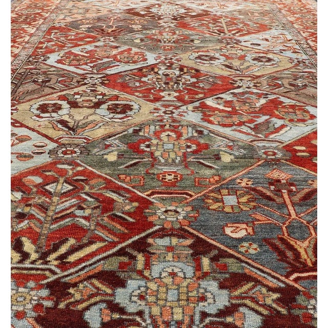 Early 20th Century Antique Persian Bakhitari Colorful Rug in All-Over Diamond Garden Design 5'0 X 8'0 For Sale - Image 5 of 12