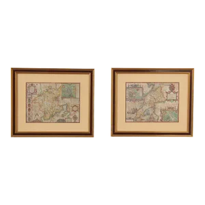 Two Vintage English Worcestershire & Caernarvonshire City Maps After John Speed - A Pair