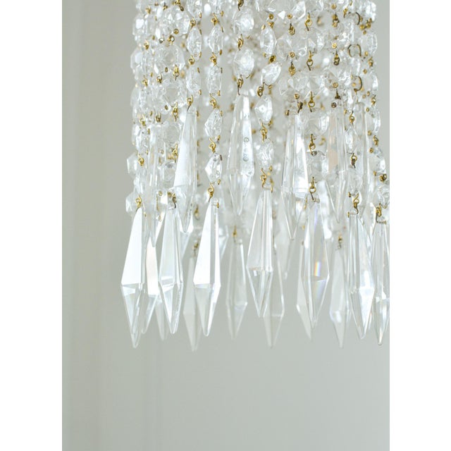 Vintage Jablonecke Sklarny Bohemian Glass Chandelier, Solid Brass, 3-Light, 1970s For Sale - Image 4 of 8