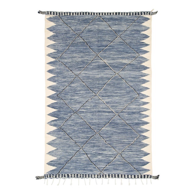 Moroccan Flatweave Wool Rug by Azele Studio For Sale