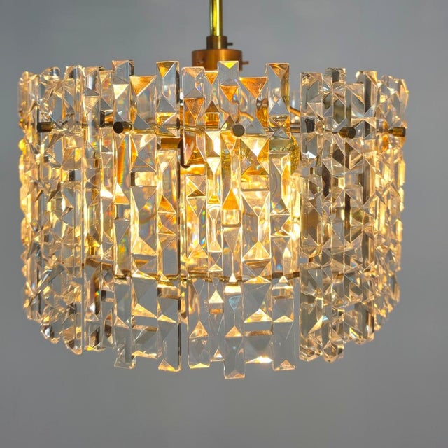 Kinkeldey Mid-Century Facet Glass Chandelier from Kinkeldey, 1960s For Sale - Image 4 of 9