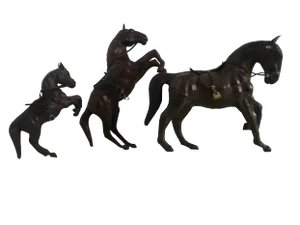 Leather Horse Figurines, 1950s, Set of 3