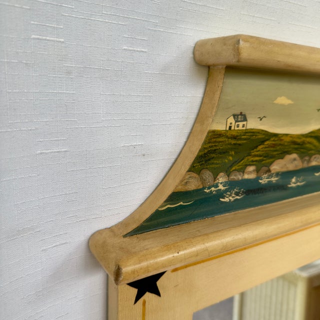 Vintage Late 20th Century Nautical Folk Art Trumeau Wall Mirror, Artist Signed For Sale In Mobile - Image 6 of 11