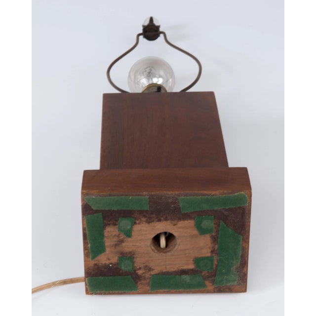 Handmade Primitive Moderne Folk Art Skyscraper Lamp Walnut Mid Century For Sale - Image 12 of 13