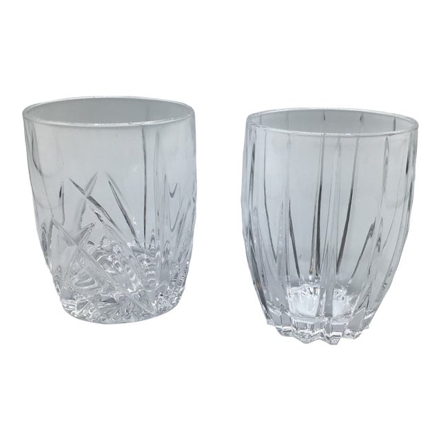 Waterford Brookside Oversized Double Old Fashioned Glass and Waterford Omega Double Old Fashioned Glass-Set of 2 For Sale