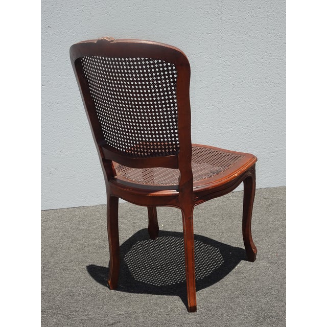 Vintage French Country Brown Cane Side Chair For Sale - Image 10 of 14