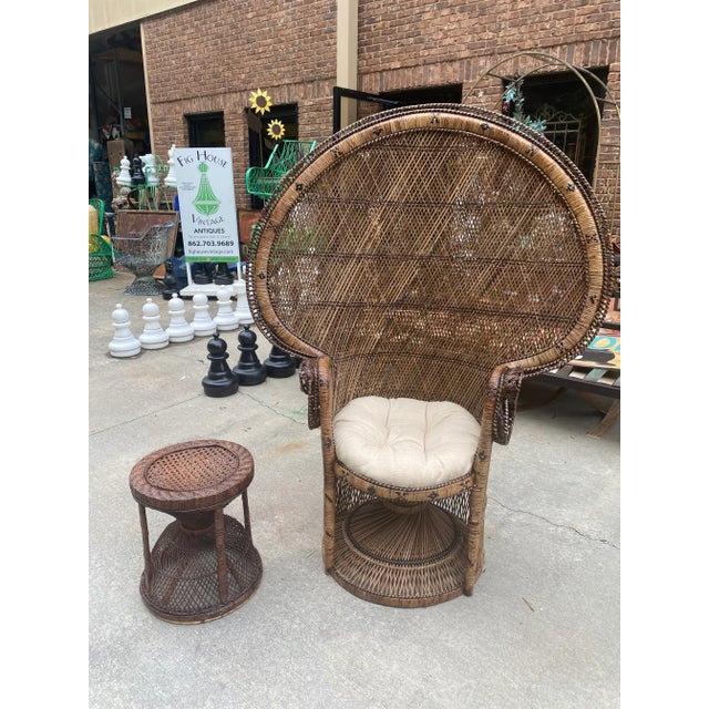Brown 1970s Vintage Emmanuele Peacock Chair With Cushion and Stool For Sale - Image 8 of 8