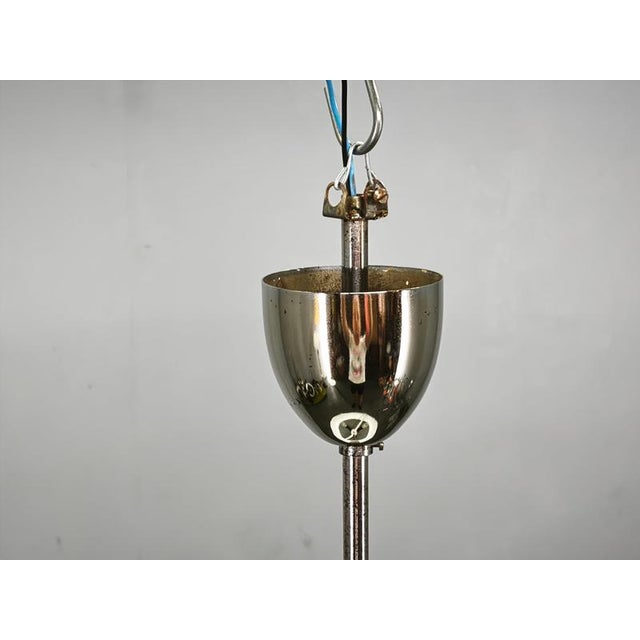 Vintage Bauhaus UFO Chrome and Glass Pendant Light, Czechoslovakia, 1930s For Sale - Image 4 of 12