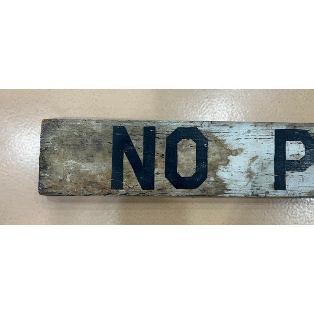 Vintage Hand Painted Wood No Parking Sign For Sale In New York - Image 6 of 6