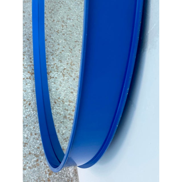 1980s Electric Blue Metal Framed Wall Mirror For Sale In Miami - Image 6 of 10