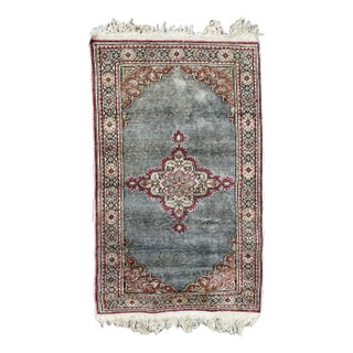 Small Vintage Turkish Kayseri Silk & Cotton Rug For Sale