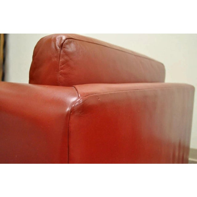 Vintage Mid Century Modern Red Leather Cube Club Lounge Chairs on Casters - Pair For Sale - Image 9 of 12