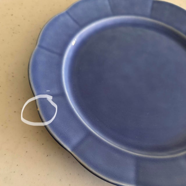 Vintage 1940’s Ws George Petalware Blue Dinner Plate For Sale - Image 4 of 4